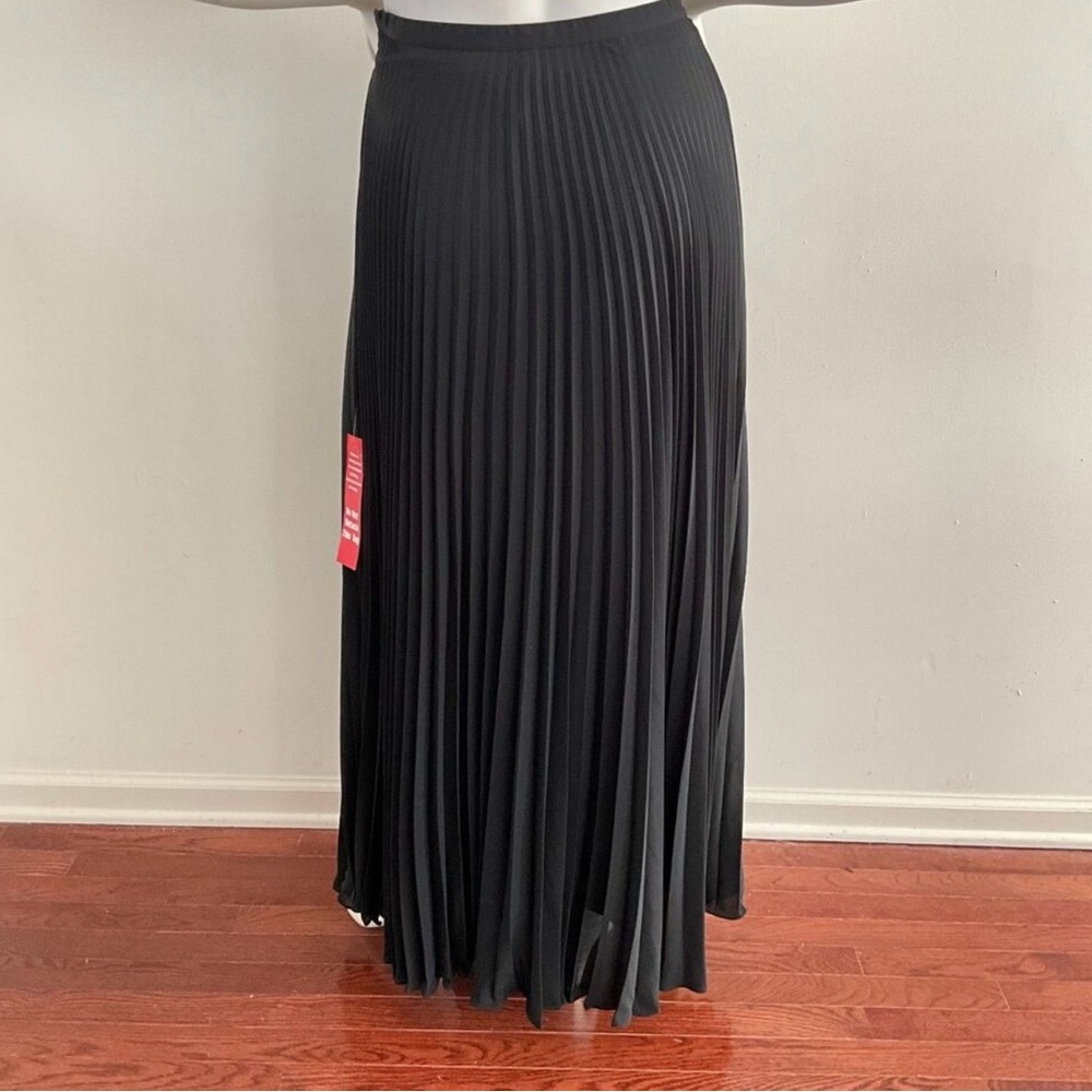 Tahari Maxi Skirt S Black Sean Pleated